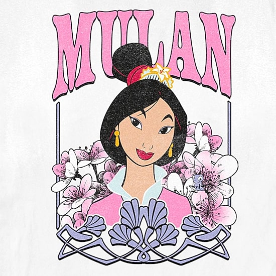 Womens Juniors Crew Neck Short Sleeve Regular Fit Princess Mulan Graphic T-Shirt