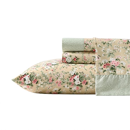 Laura Ashley Bella 300tc Sheet Set USHSA01235891, Color: Pale Pink