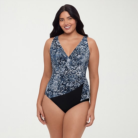 Trimshaper Womens Paisley Moderate Coverage One Piece Swimsuit