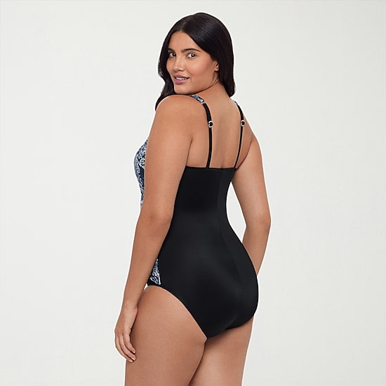 Trimshaper Womens Paisley Moderate Coverage One Piece Swimsuit