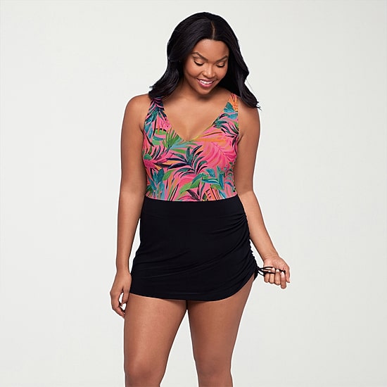 Trimshaper Womens Leaf Swim Dress