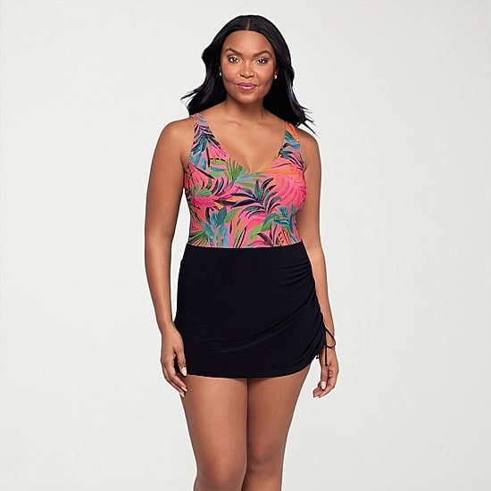 Trimshaper Womens Leaf Swim Dress