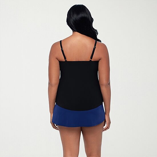 Trimshaper Womens Geo Linear Tankini Swimsuit Top
