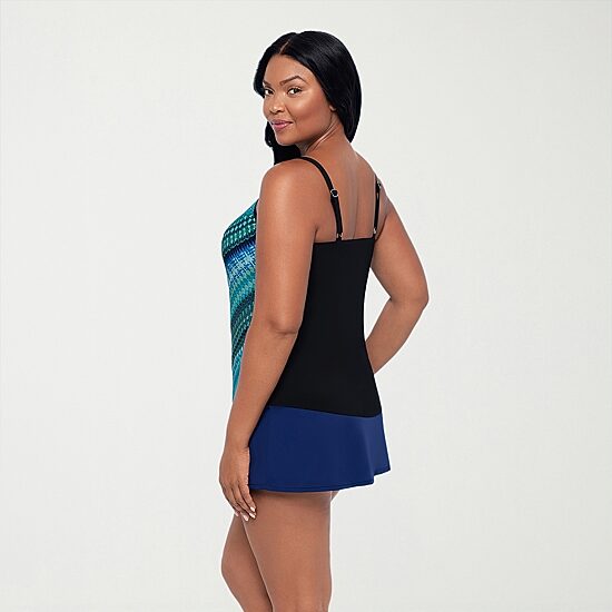 Trimshaper Womens Geo Linear Tankini Swimsuit Top