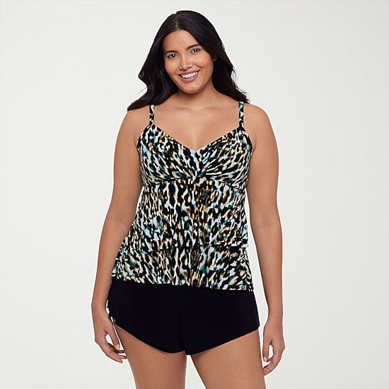 Trimshaper Womens Animal Tankini Swimsuit Top