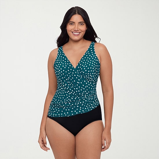Trimshaper Womens Dots Moderate Coverage One Piece Swimsuit