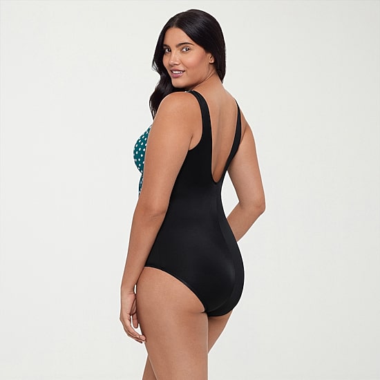 Trimshaper Womens Dots Moderate Coverage One Piece Swimsuit