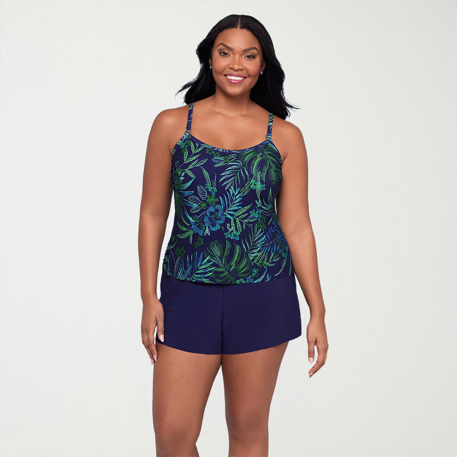 Trimshaper Womens Leaf Moderate Coverage One Piece Swimsuit