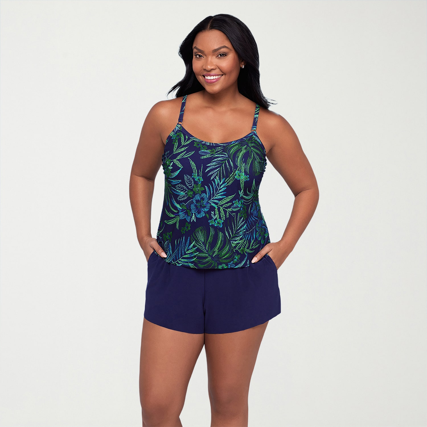 Trimshaper Womens Leaf Moderate Coverage One Piece Swimsuit