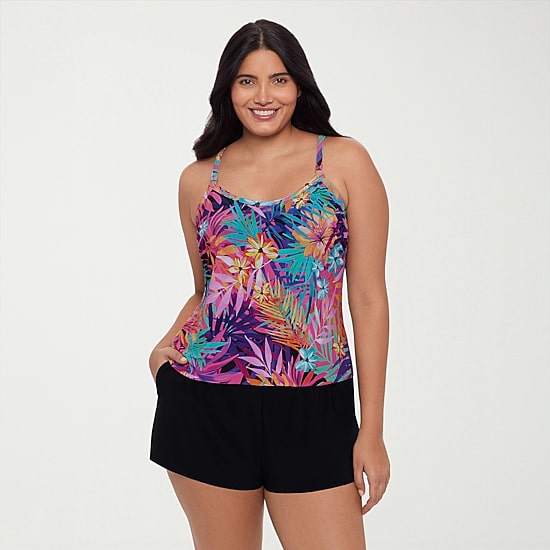Trimshaper Womens Leaf Moderate Coverage One Piece Swimsuit