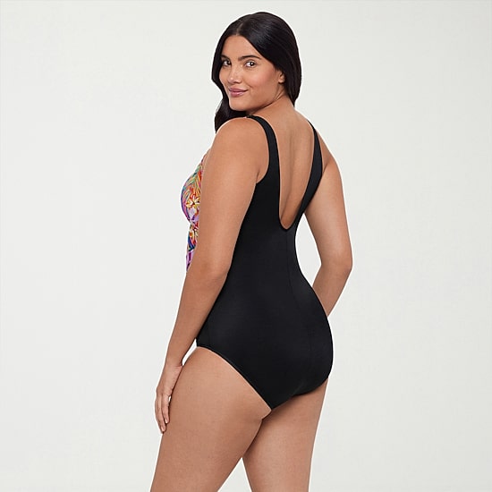 Trimshaper Womens Leaf Moderate Coverage One Piece Swimsuit
