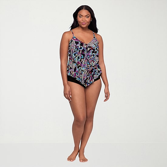 Trimshaper Womens Paisley Tankini Swimsuit Top