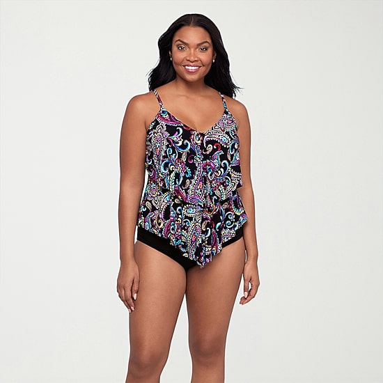 Trimshaper Womens Paisley Tankini Swimsuit Top