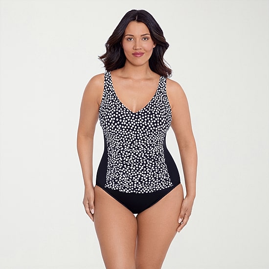 Trimshaper Womens Dots Moderate Coverage One Piece Swimsuit