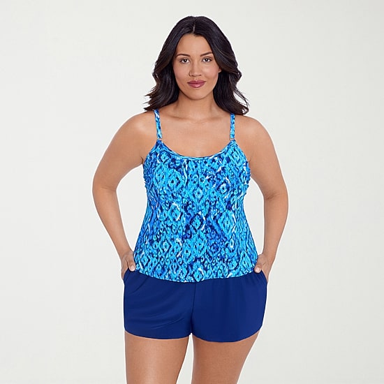 Trimshaper Womens Abstract Moderate Coverage One Piece Swimsuit