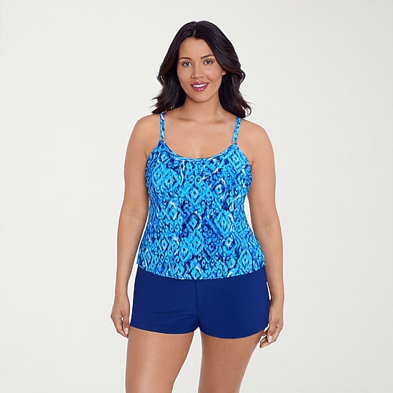 Trimshaper Womens Abstract Moderate Coverage One Piece Swimsuit
