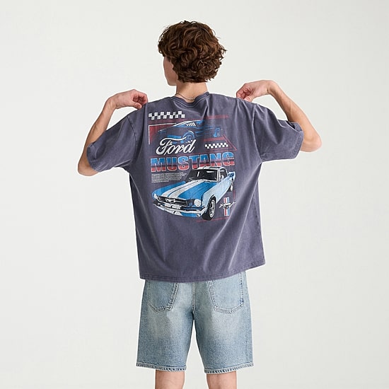 AEROPOSTALE Ford Mens Crew Neck Short Sleeve Boxy Fit Graphic T-Shirt