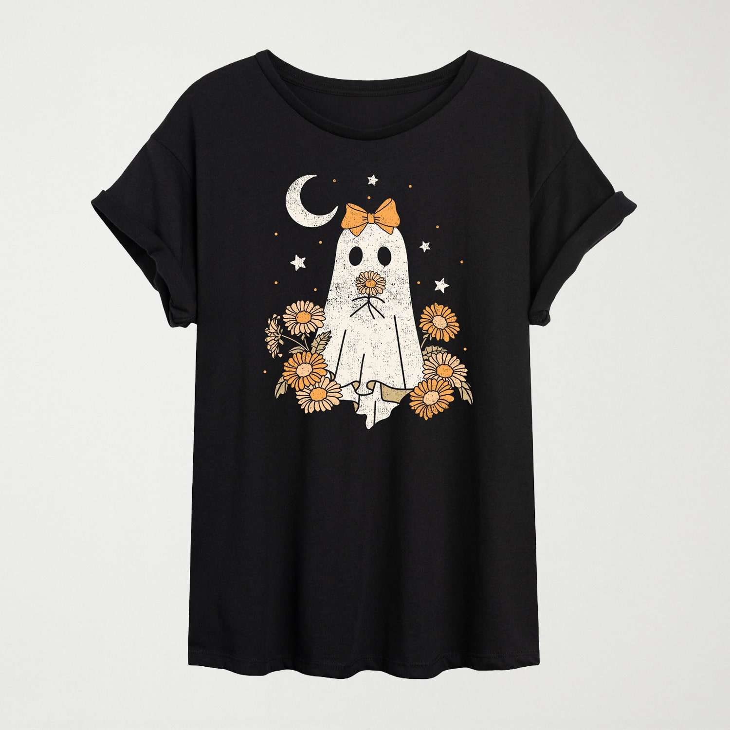 Womens Juniors Crew Neck Short Sleeve Oversized Graphic T-Shirt