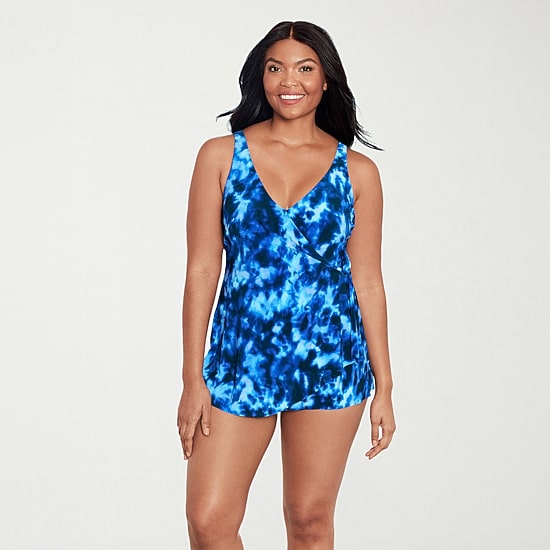 Trimshaper Womens Tie Dye Swim Dress