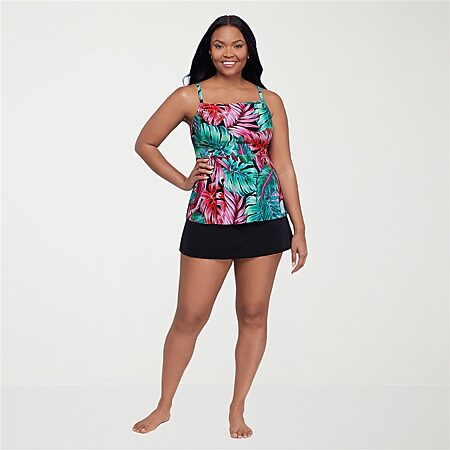 ZeroXposur Womens Comfort Straps Floral Tankini Swimsuit Top