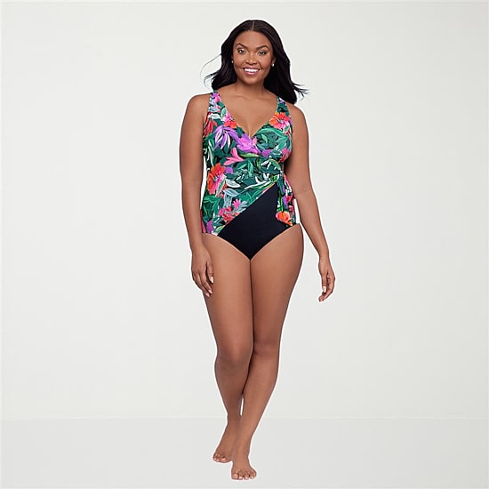 Trimshaper Womens Floral Moderate Coverage One Piece Swimsuit