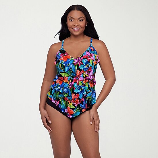 Trimshaper Womens Floral Tankini Swimsuit Top