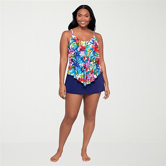 Trimshaper Womens Floral Tankini Swimsuit Top