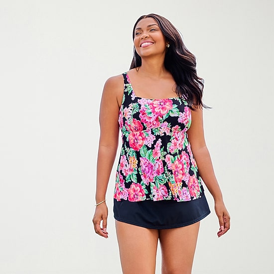 Trimshaper Womens Floral Tankini Swimsuit Top