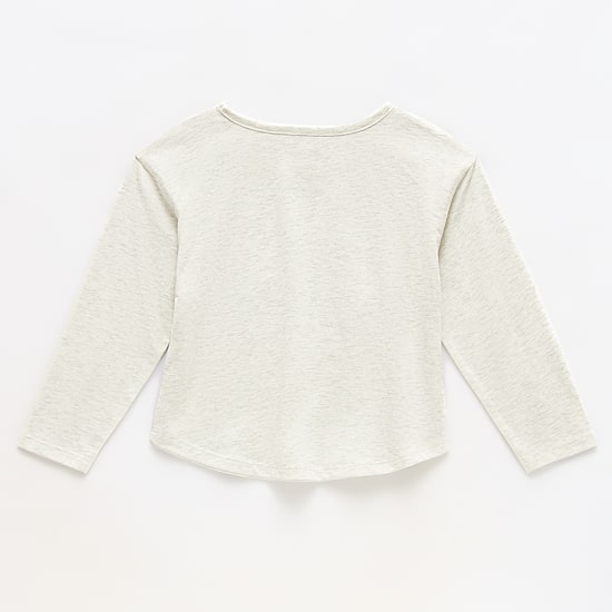 Okie Dokie Toddler & Little Girls Round Neck Long Sleeve Applique T-Shirt