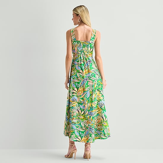 MSK Womens Square Neck Sleeveless Maxi Dress