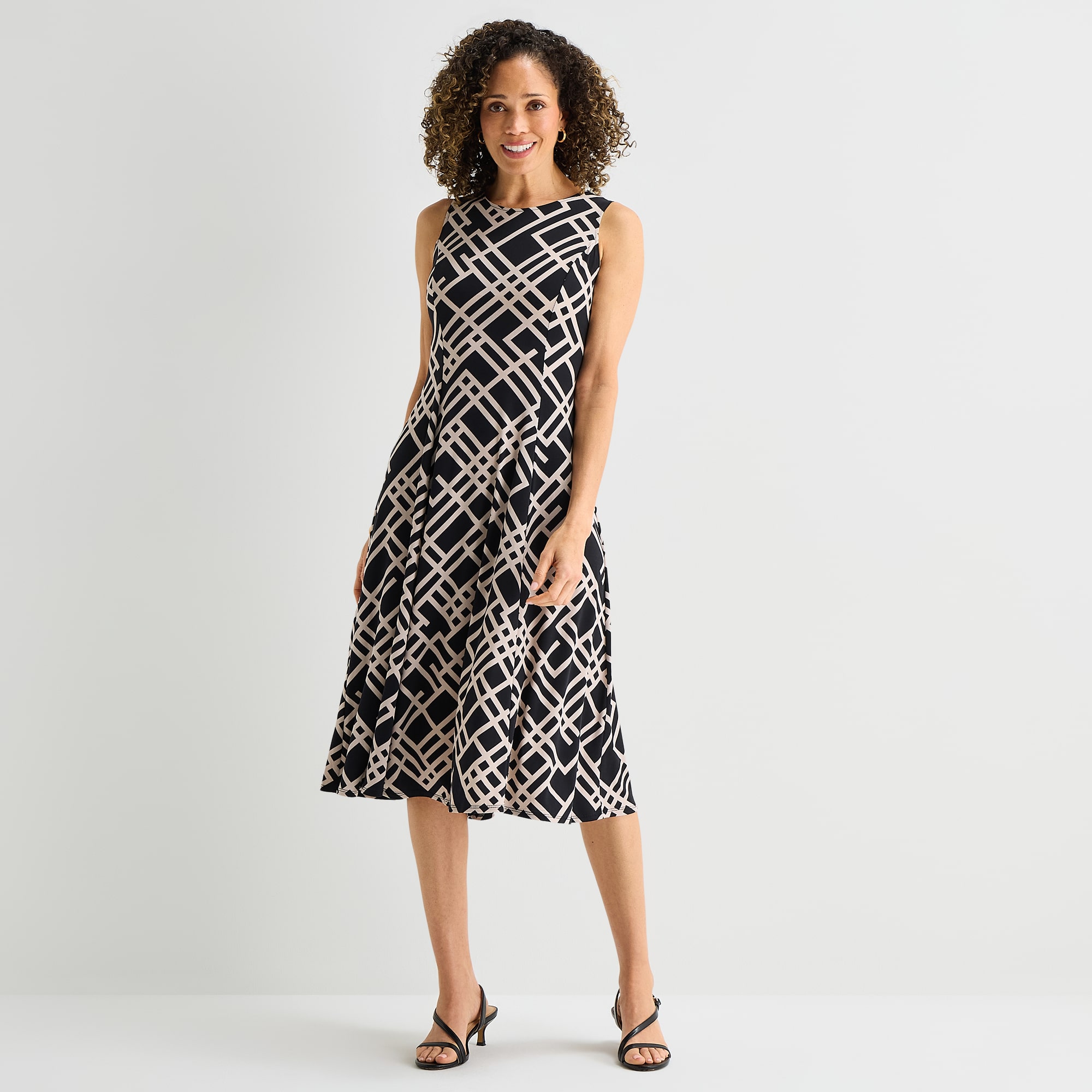 Danny & Nicole Womens Midi Geometric Jacket Dress