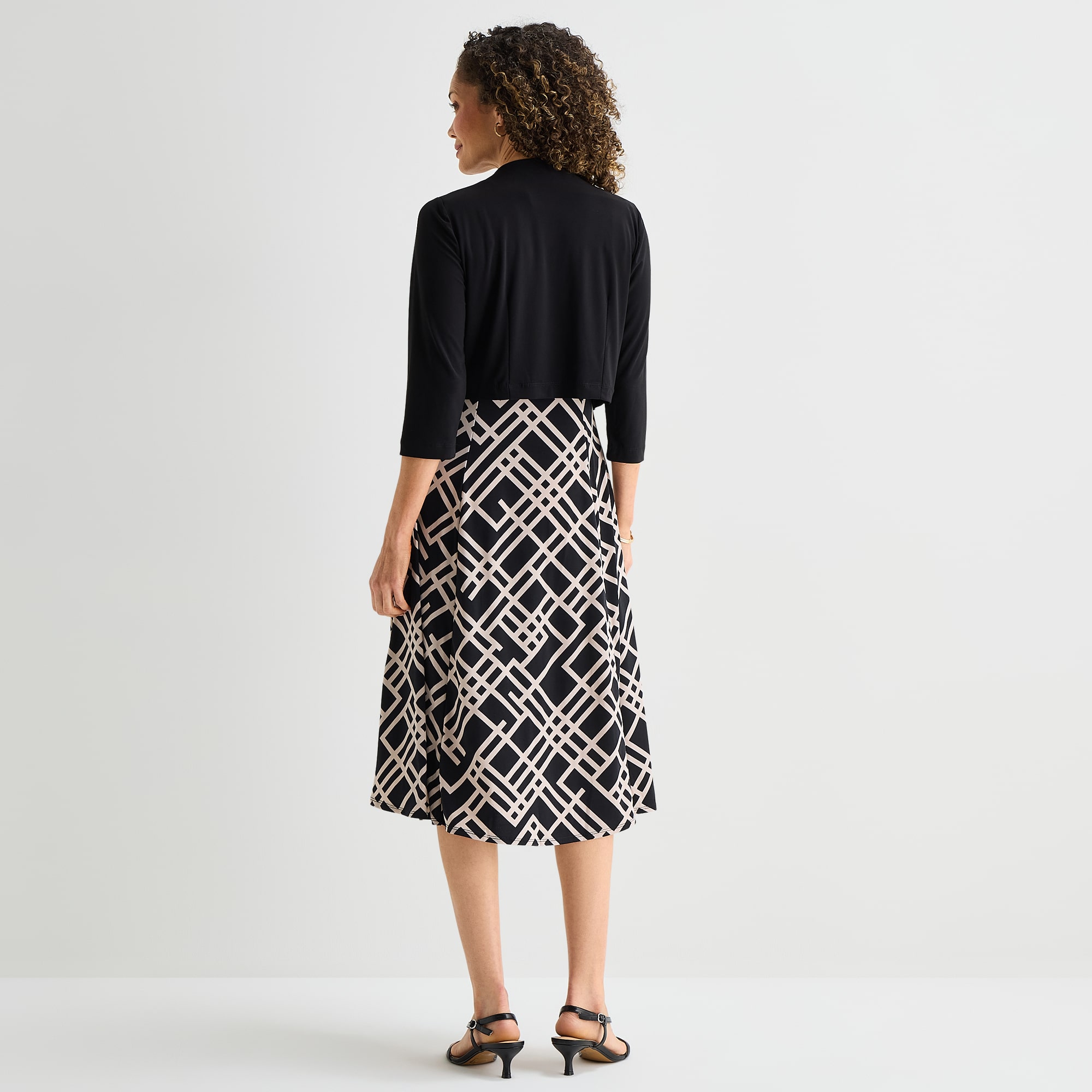 Danny & Nicole Womens Midi Geometric Jacket Dress