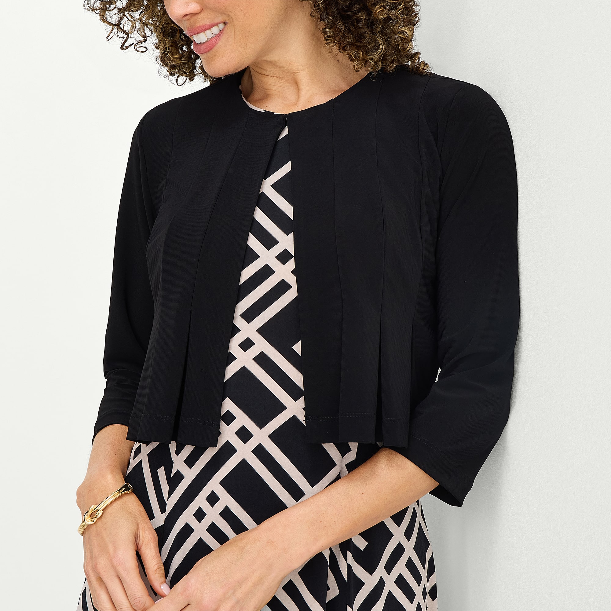 Danny & Nicole Womens Midi Geometric Jacket Dress