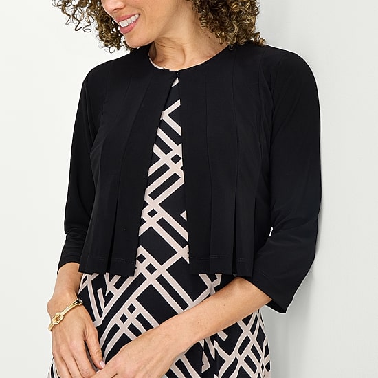 Danny & Nicole Womens Midi Geometric Jacket Dress