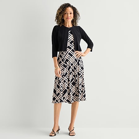 Perceptions Womens Floral Jacket Dress, Color: White Fuchsia