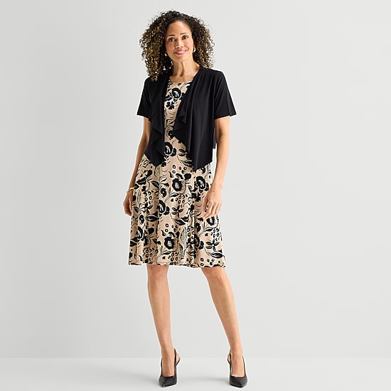 Perceptions Womens Floral Jacket Dress