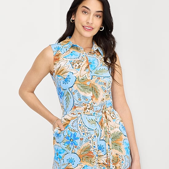 Be by CHETTA B Womens Sleeveless Abstract Fit + Flare Dress