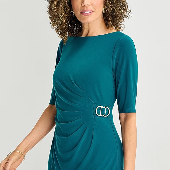 Jessica Howard Womens Boat Neck Short Sleeve Sheath Dress