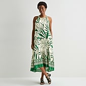 Sandra Darren Womens Midi Round Neck Sleeveless Leaf Shift Dress
