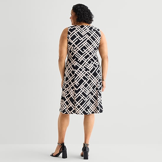 Danny & Nicole Womens Plus Fitted Geometric Jacket Dress