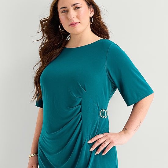 Jessica Howard Womens Plus Boat Neck Short Sleeve Sheath Dress
