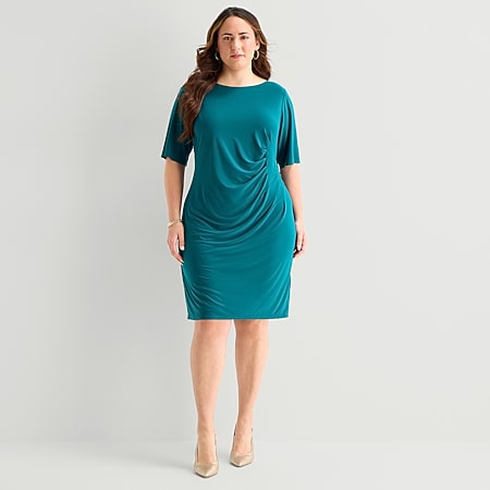 jessica howard plus size cocktail dresses Womens Midi V Neck Short Sleeve Flutter Floral Fit + Flare Dress, Color: Navy Pansy Escape Black Mini Vest Size:Eu33 /UK1/ USw2 Ecom_gamedayneutral Women's dresses Modernize your style with