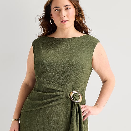 Jessica Howard Womens Plus Boat Neck Sleeveless Sheath Dress