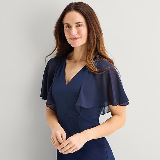 Jessica Howard Womens Petite V Neck Short Sleeve Sheath Dress