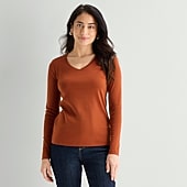 St. John's Bay Womens Tall V Neck Long Sleeve T-Shirt