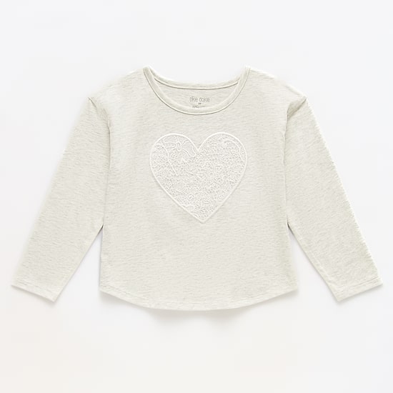 Okie Dokie Toddler & Little Girls Round Neck Long Sleeve Applique T-Shirt