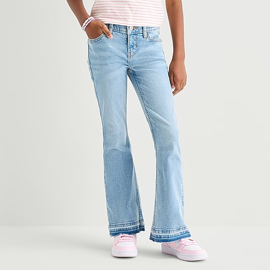 Thereabouts Little & Big Kid Girls Adjustable Waist Low Rise Flare Leg Jean