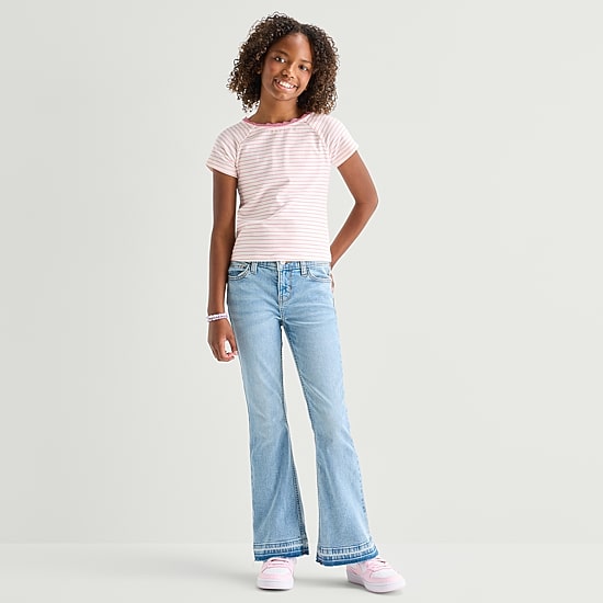 Thereabouts Little & Big Kid Girls Adjustable Waist Low Rise Flare Leg Jean