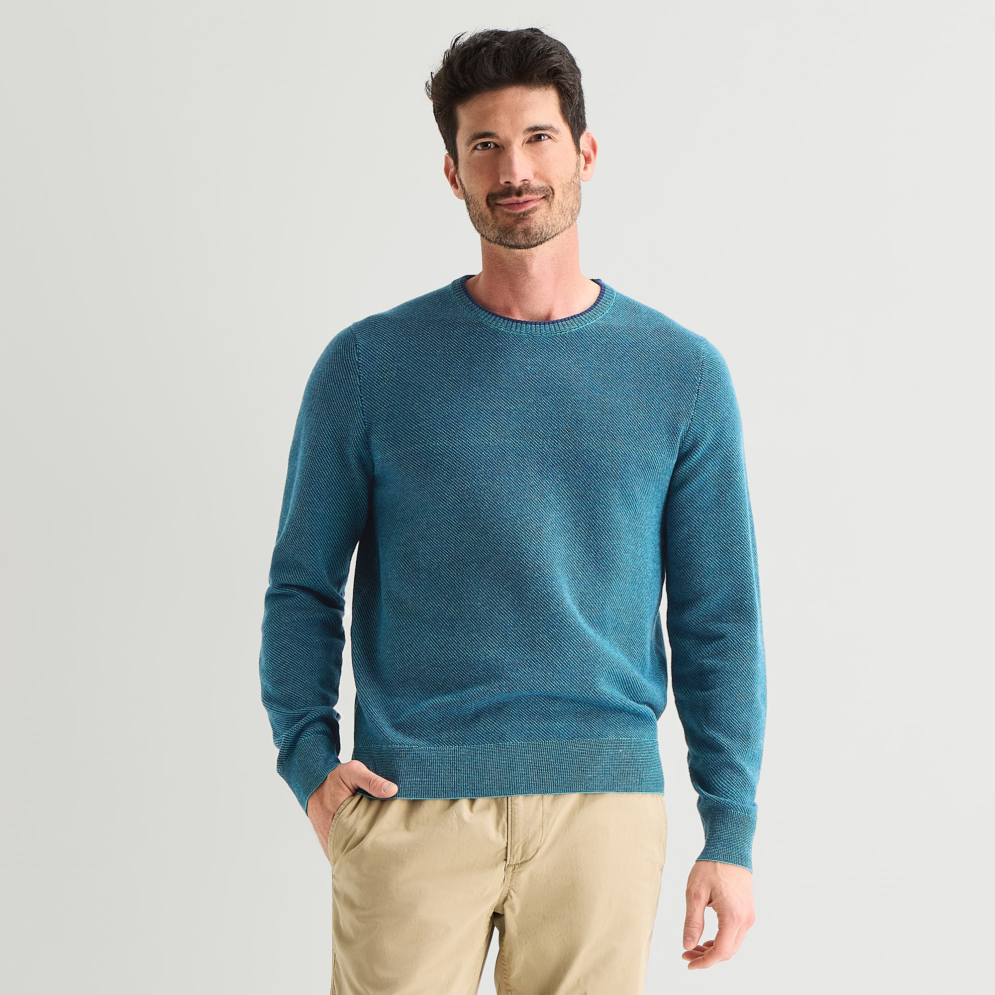 St. John's Bay Birdseye Mens Crew Neck Long Sleeve Pullover Sweater
