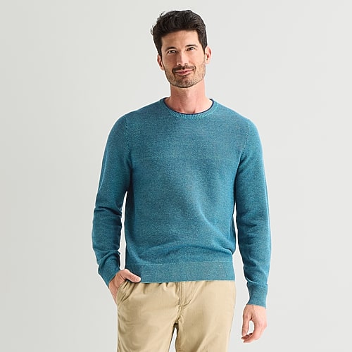 St. John's Bay Birdseye Mens Crew Neck Long Sleeve Pullover Sweater In Blue